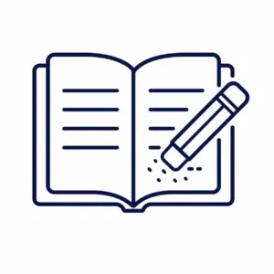 Open book with a pencil writing on the page, symbolizing study or note-taking
