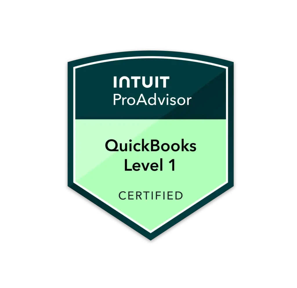Intuit ProAdvisor QuickBooks Level 1 Certified badge